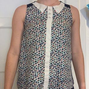 Floral Faux Collar Top